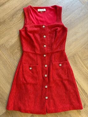 Taylor Red Button-Front Mini Dress